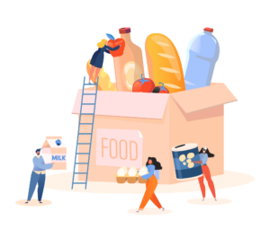 illustration of people donating food