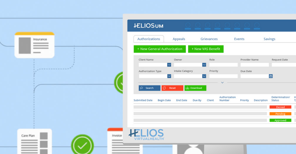 Automated prior authorization and determinations in HELIOS with UM workflows and AI